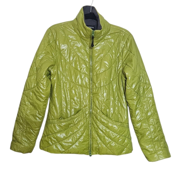 Athleta Fleece-Lined Puffer Jacket Chartreuse Green Women's size Medium - Picture 1 of 8